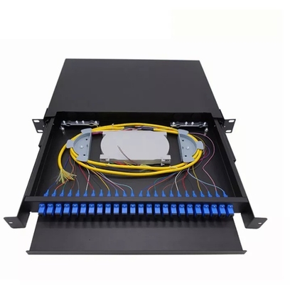 Ψυχρά κυλίνδυνα πλάκα 1U 24 Port SC SX FTTH Fiber Optic Patch Panel για 19 ιντσών Rock Mount