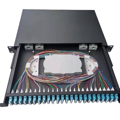 Ψυχρά κυλίνδυνα πλάκα 1U 24 Port SC SX FTTH Fiber Optic Patch Panel για 19 ιντσών Rock Mount