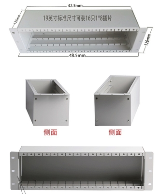 1x2 1x4 1x8 16 Slots Fiber Optical PLC LGX Χωριστικό σασί για 3U 19 &quot;Rack Mount