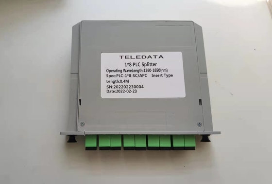 Τύπος ινών G657A 1x8 SC APC PLC Cassette Διάσπασμα οπτικών ινών για μετάδοση σήματος